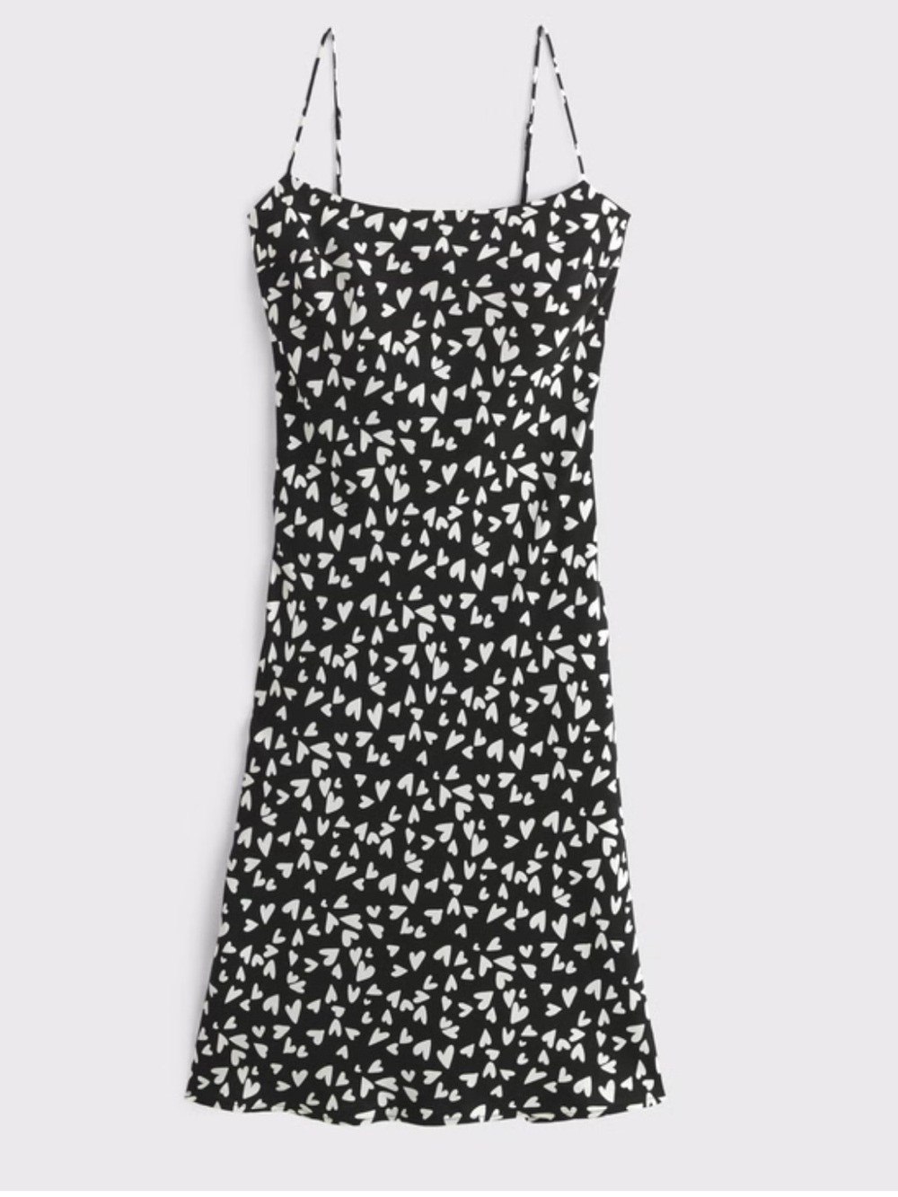 Abercrombie & Fitch Julia Slip Black Dress Heart Print Romantic Sz XL Tall